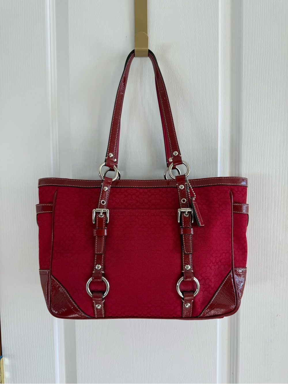 Y2K Authentic Coach Crimson Red Signature Small C Tote
